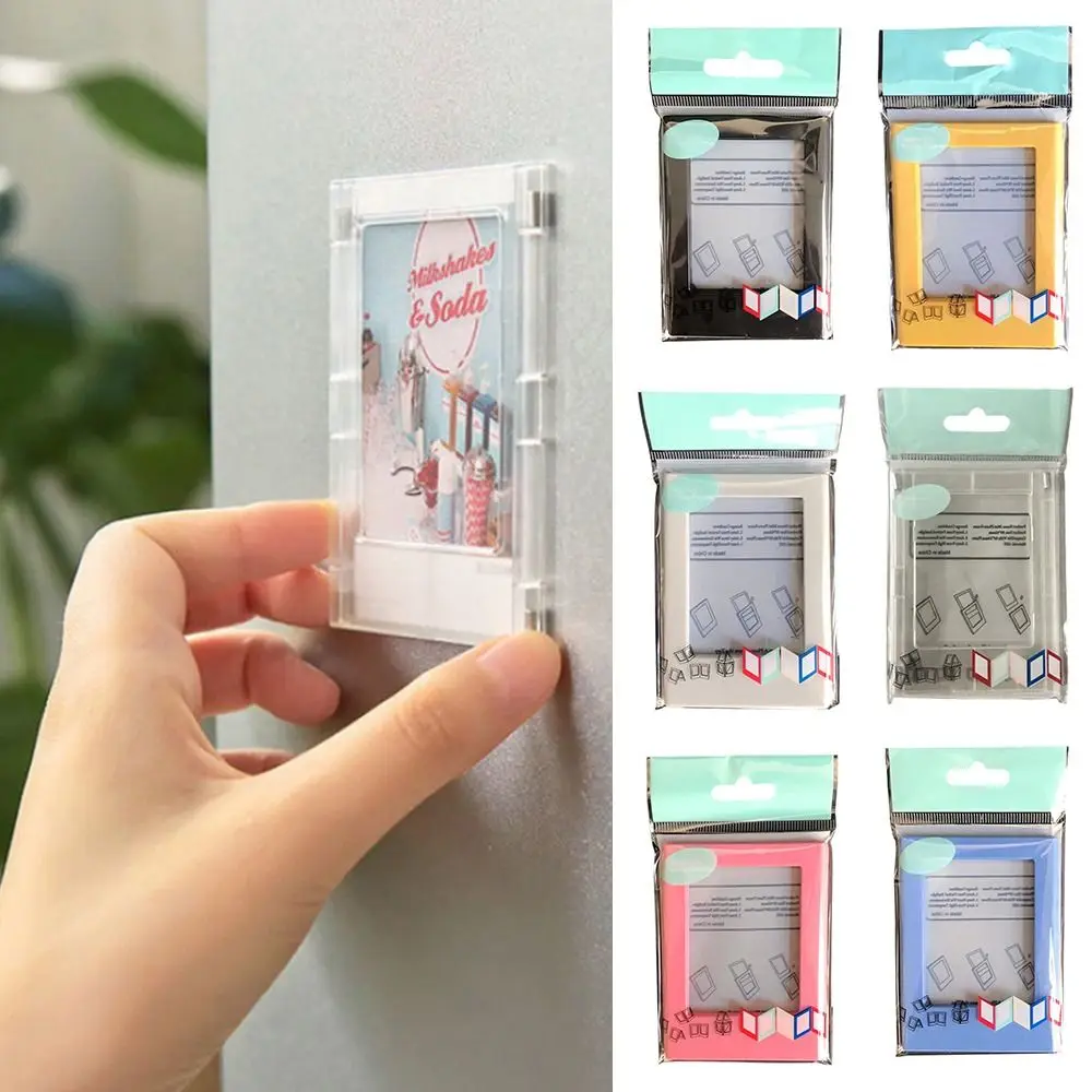 Refrigerator Sticker 3-Inch Magnet Photo Frame Acrylic Transparent Magnetic Picture Frames Creative Mini Polaroid Photo Frame