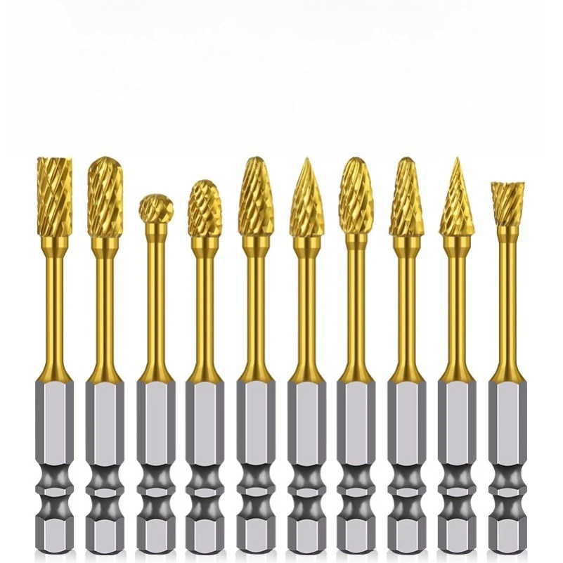 Titanium-plated Carbide Rotary File Grinding Head 3 * 6 Woodworking Metal Reaming Electric Drill Inner Grinding