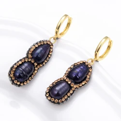 2022 New Natural Baroque Pearl Long Earrings For Women Simple Handmade Rhinestone Wedding Pendant Earrings Trendy Korean Jewelry