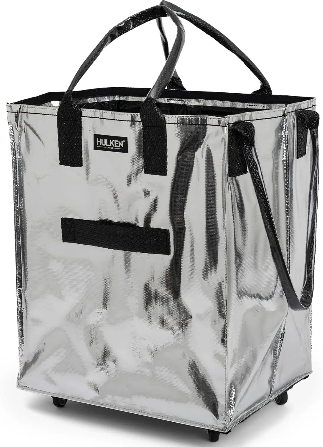 

(Medium, Silver) Reusable Grocery Bag On Wheels, Shopping Trolley, Rolling Tote, Zipper Closure, Lightweight