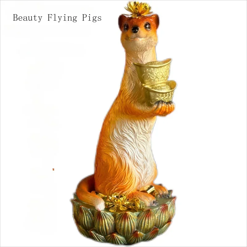 1PCS Ceramic Weasel Ornament Chinese Bionic Animal Modern Home TV Cabinet Entrance, Bedroom Office, Desktop Crafts