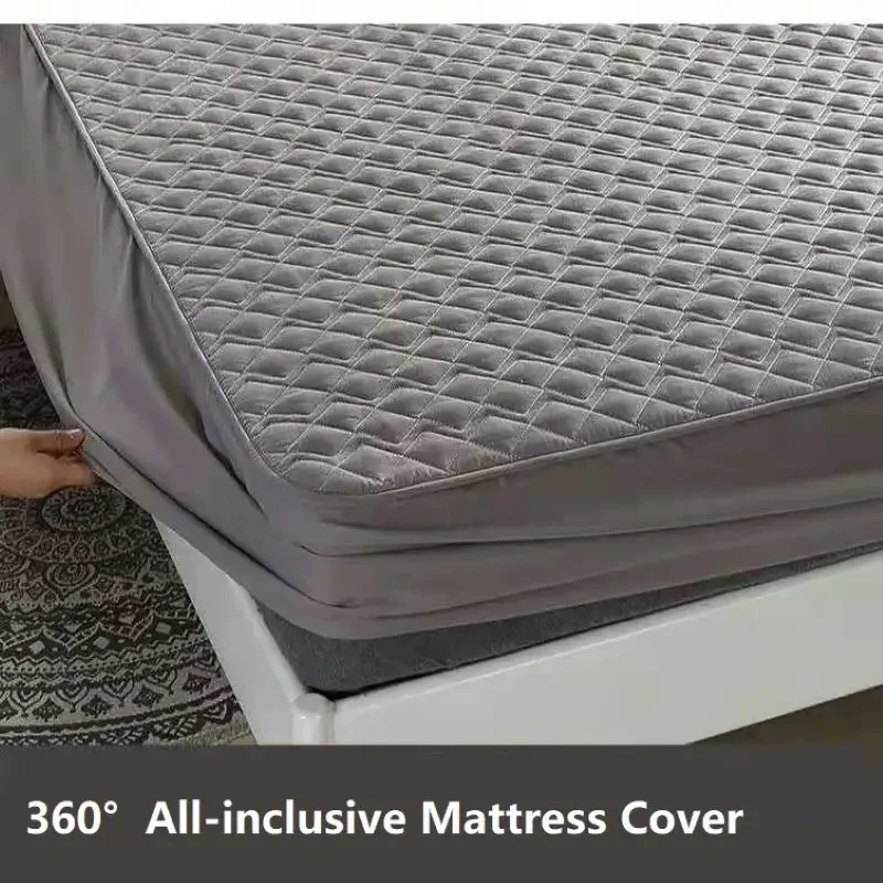 Solid Color Quited Mattress Cover Anti-bacterial Bed Pad Protector Cover Twin Size Customized Bed Cover Not Included Pillowcase