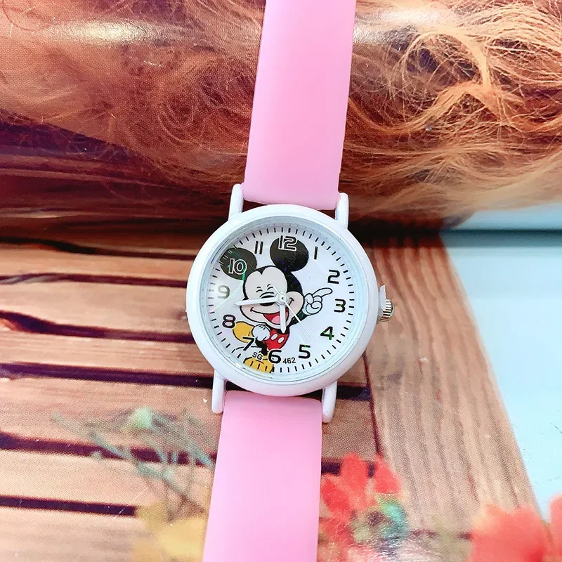 Disney mickey mouse dos desenhos animados crianças relógios à prova dwaterproof água silicone macio assistir banda luminosa relógio de quartzo para meninos meninas presentes