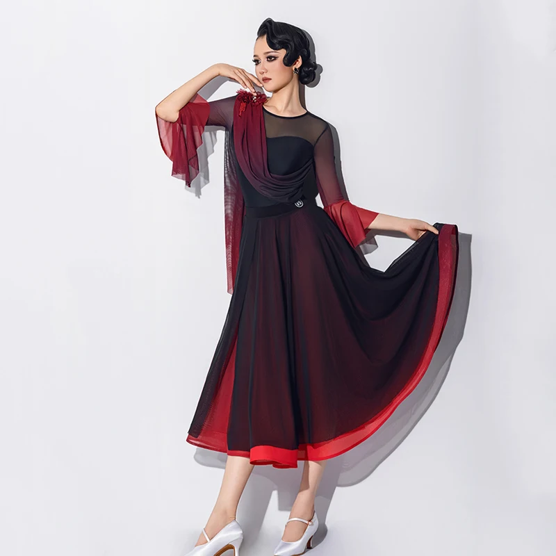 2025 การแข่งขันเต้นรําบอลรูมสําหรับผู้หญิง Waltz Gradient Modern Dance ชุด Chacha Rumba Tango ผู้ใหญ่ละตินสวมใส่ DQS20323