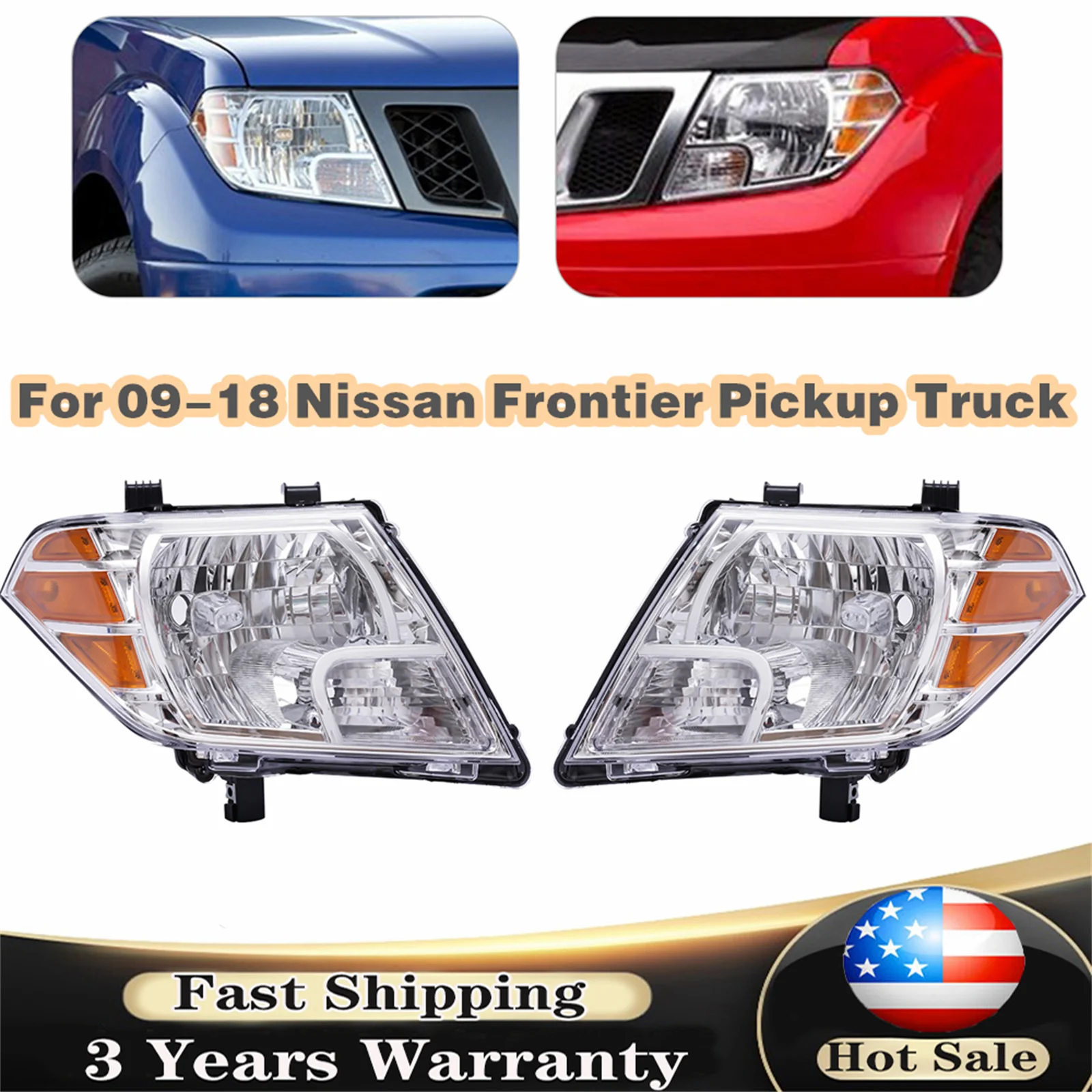 

Halogen Front Headlight HeadLamp For 2009-2018 Nissan Frontier Pickup Truck Pair / Driver / Passenger side