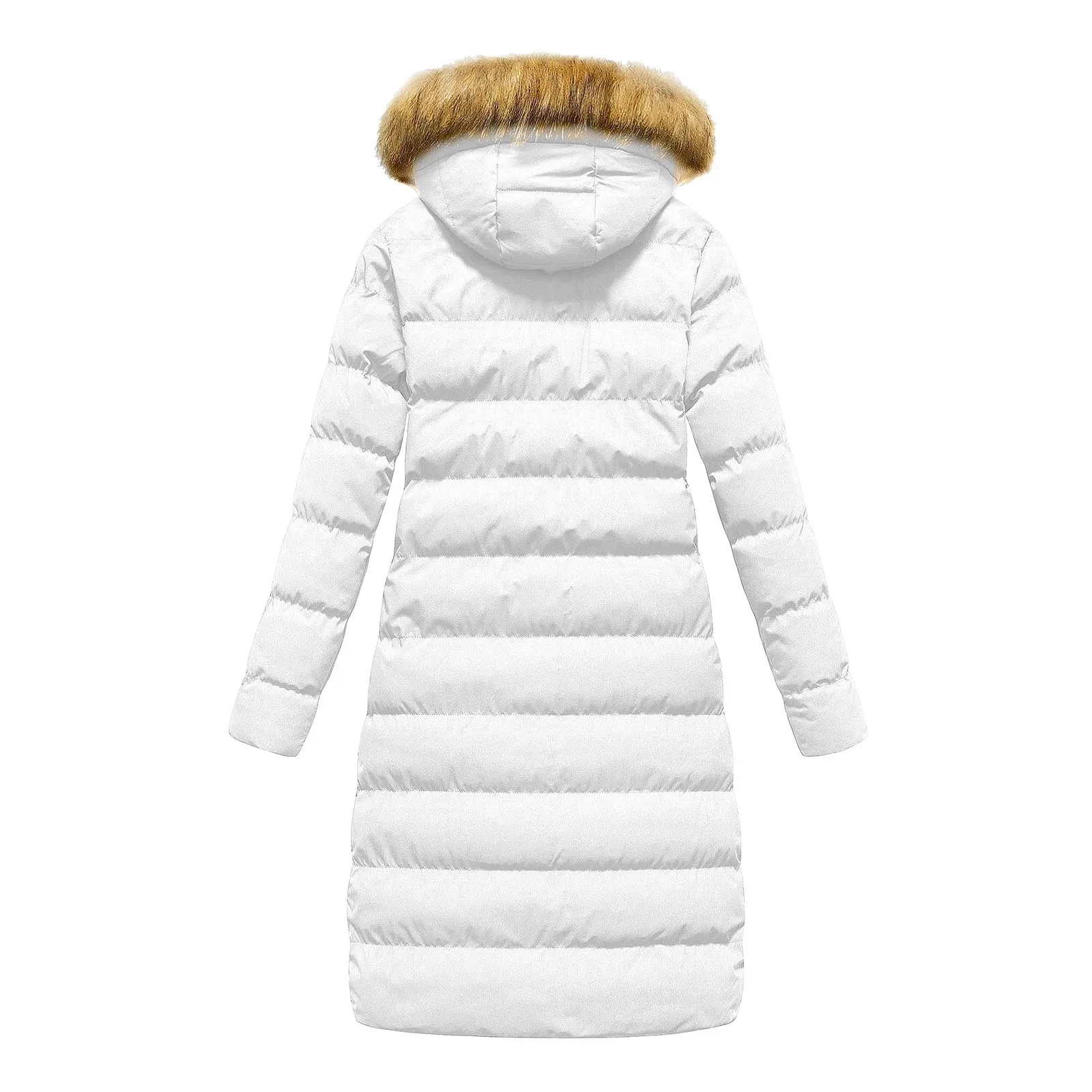 Women'S Winter Faux Jacket With Down Insulation Jacket And Detachable Hood Plus Size Jacket Women Long Parkas Warm Female Coat