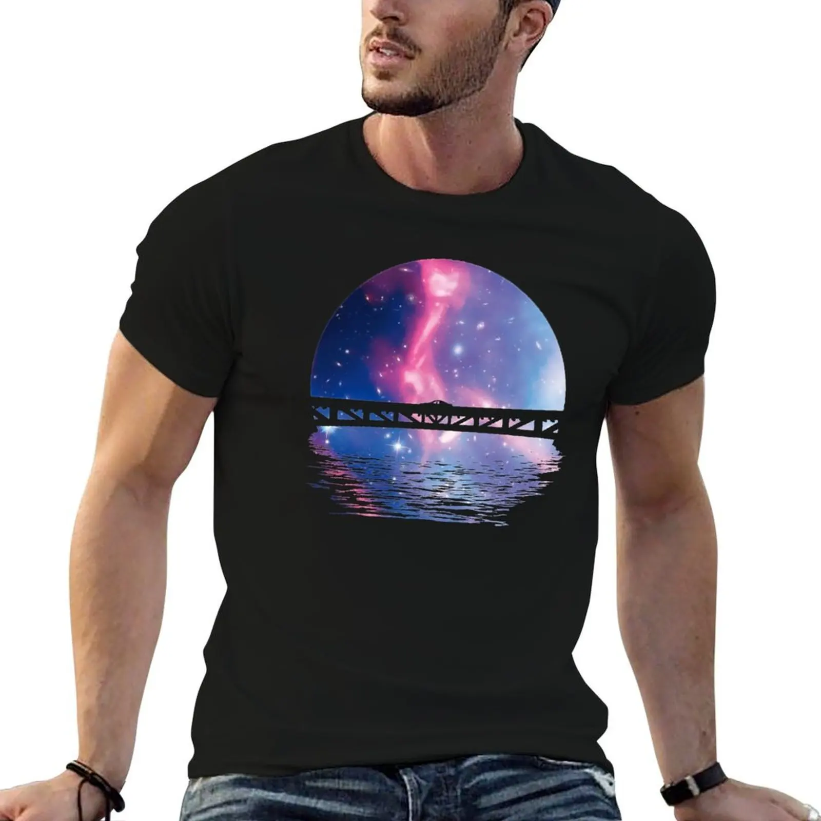 

Space Drive On The Bridge Synthwave Retrowave T-Shirt cotton t shirt pack man t shirts cotton T-Shirt