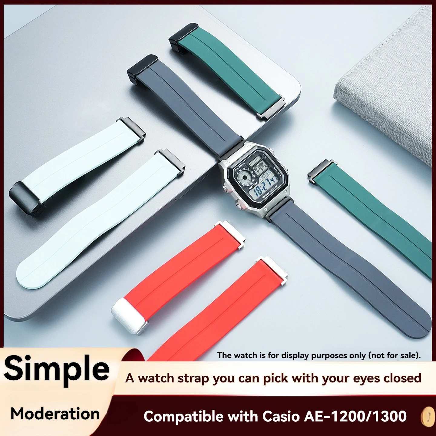 AE1200 strap for Casio small square AE1200 AE1200 sports silicone watchband with magnetic buckle modified strap accessories