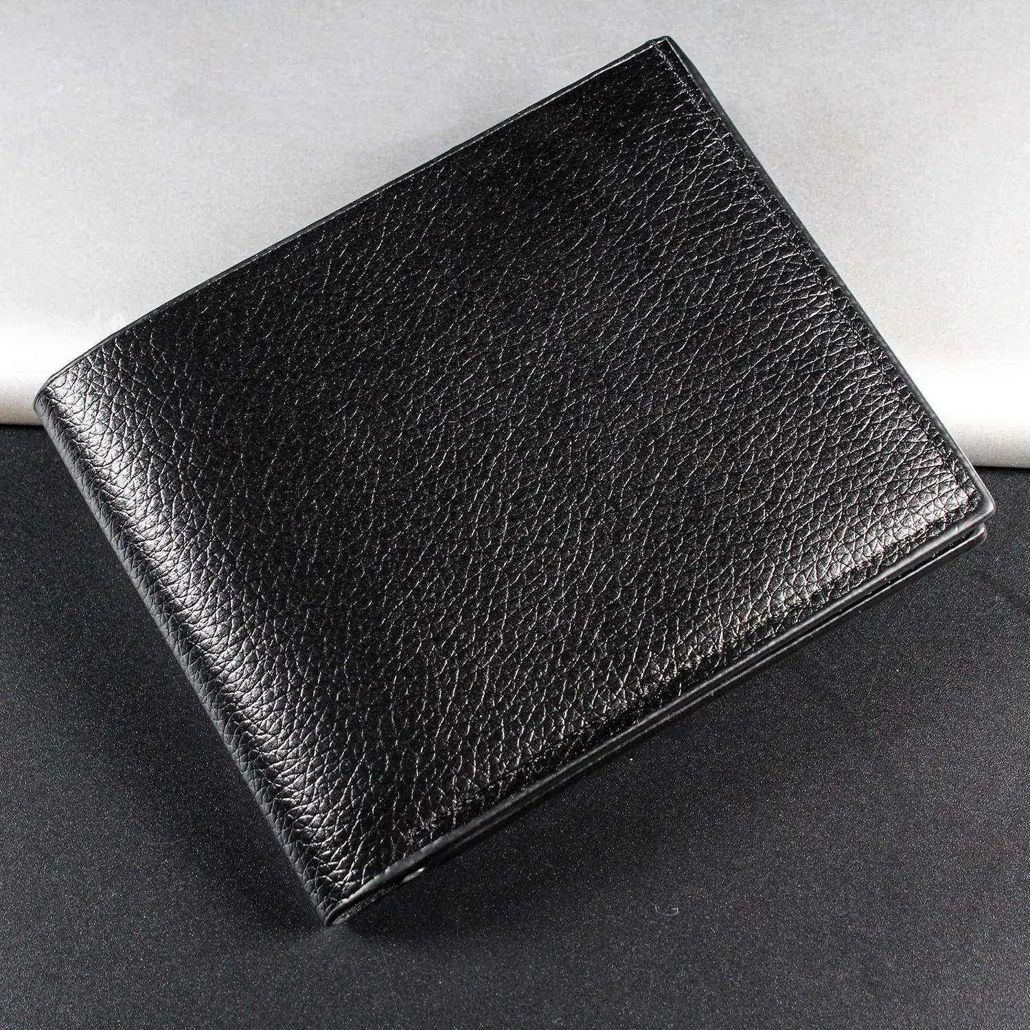Fashion Men's Solid Color Horizontal Short Style Leather Wallet with Multiple Card Slots and A Clear ID Window for Students image 2