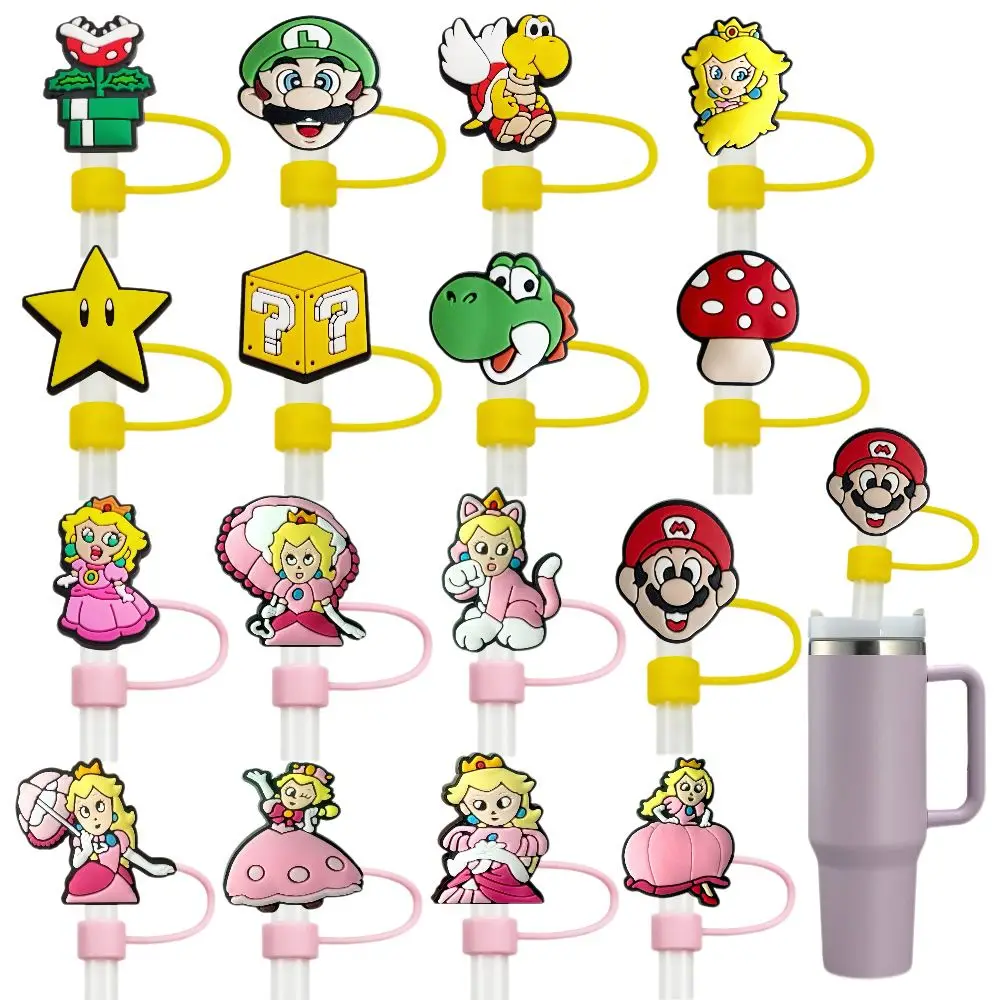 

1-16pcs New Beautiful Princess Straw Cap,10MM Anti-splash straw plug, Reusable Drinking cup Accessories Straw cover Party Gift