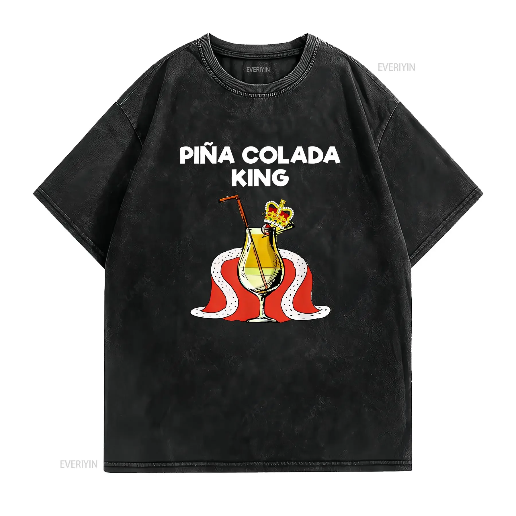 Pina Colada T shirt Funny King vintage Washed Soft Slightly Unisex Casual homme Versatile streetwear Breathable graphic