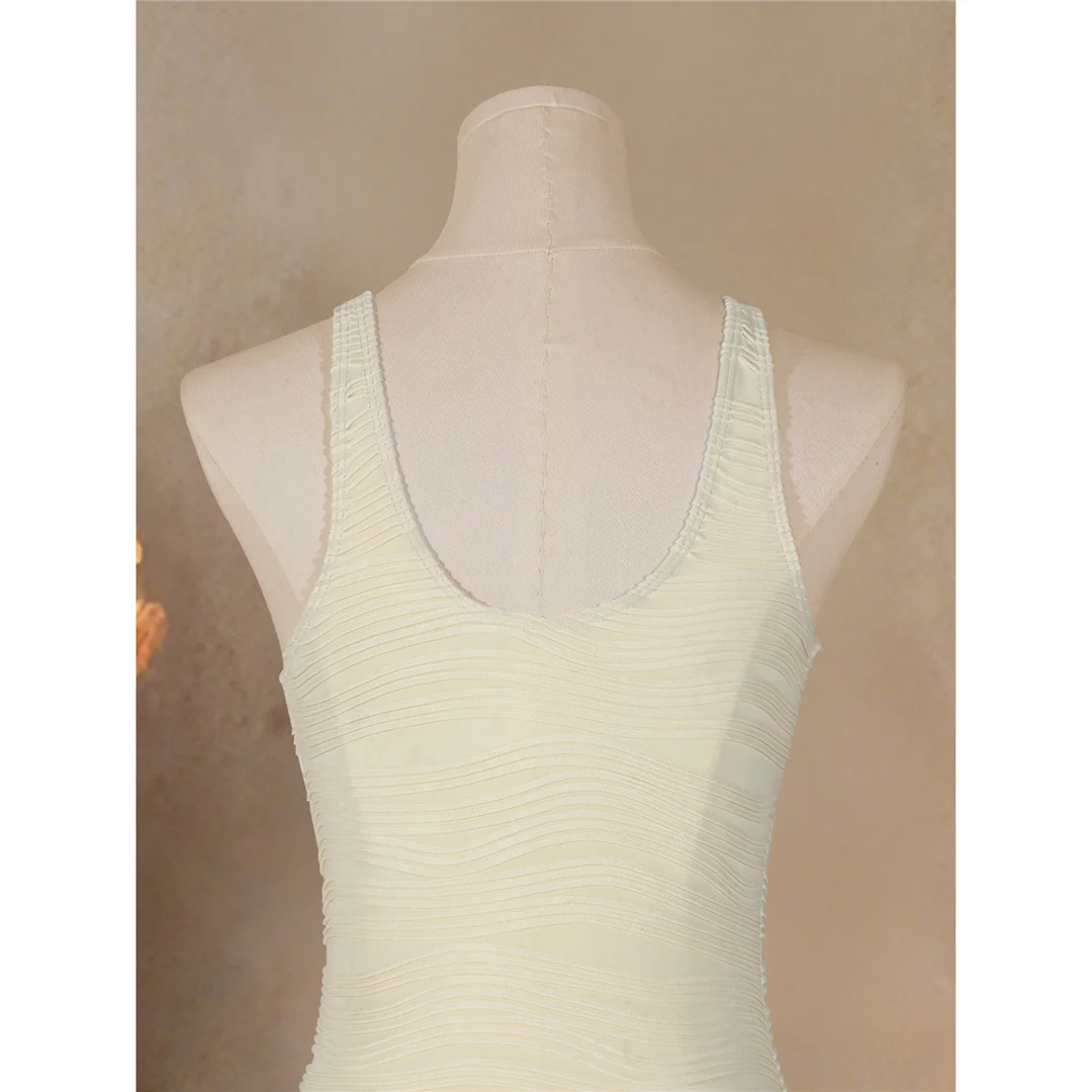 2026 Geknitterter, geknoteter V-Ausschnitt Einteiliger Badeanzug Damen Bademode Monokini mit Polsterung Badeanzug Schwimmanzug V7814 – Detail 7