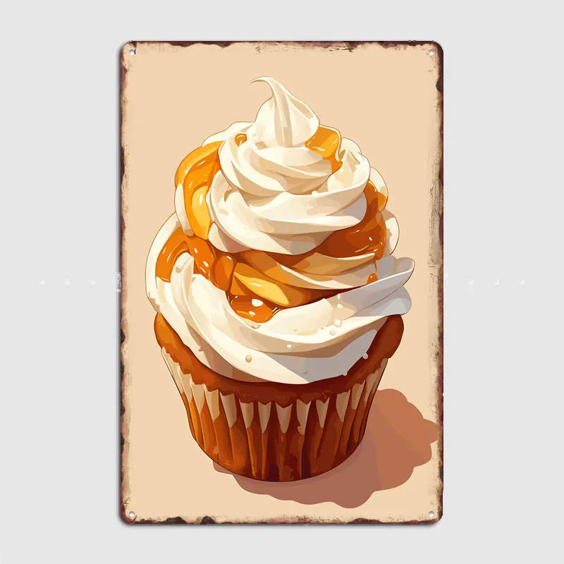 Cupcake with Caramel and Cream Vintage Poster Metal Sign Custom Room Decor Home Wall Decor Posters Indoor Wall Decoration