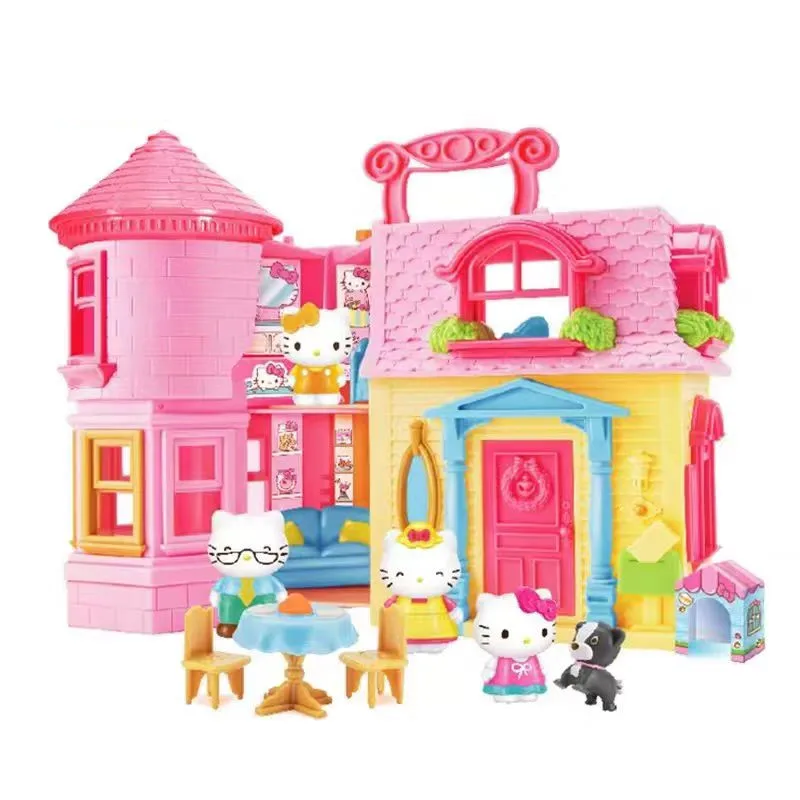 Hello Kitty Warm Home Set 50111 Simulation Furniture Room Girl Handheld Box Princess Castle Play Toy