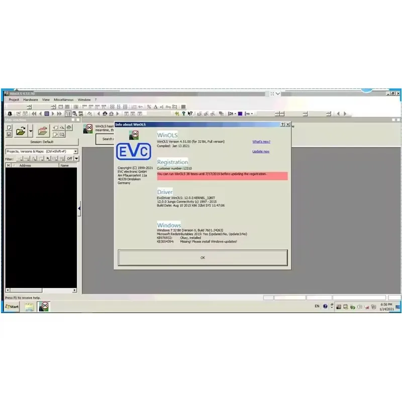 عرض ساخن أحدث WinOLS 4.51 مع المكونات والمزيد من الوظائف برنامج ضبط رقاقة ECU التلقائي VMWARE WinOLS 4.51