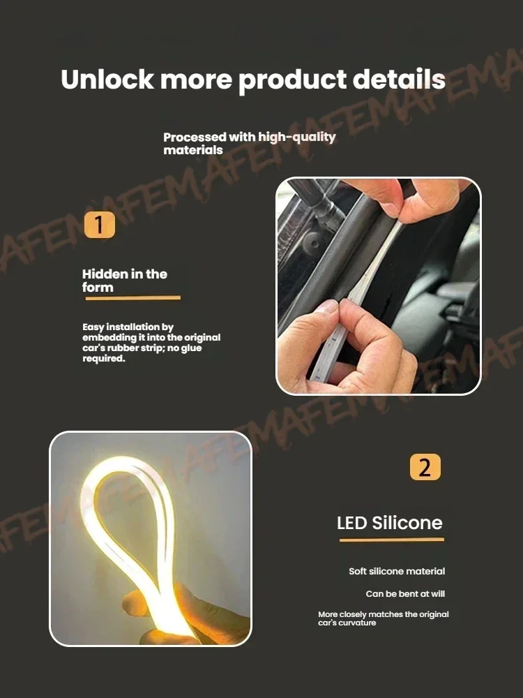 1 Stück Silikon+PVC-Material Auto-Kofferraum-Lichtleiste Wasserdicht Flexibel Auto-Modifizierte Beleuchtung für Tesla Model 3 Y Einfach zu installieren – Detail 6