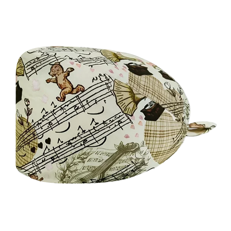 Pet Beauty Hat Scrub Cap Adjustable elastic print Surgical cap Laboratory nurse  Button Medical uniform accessories scrub