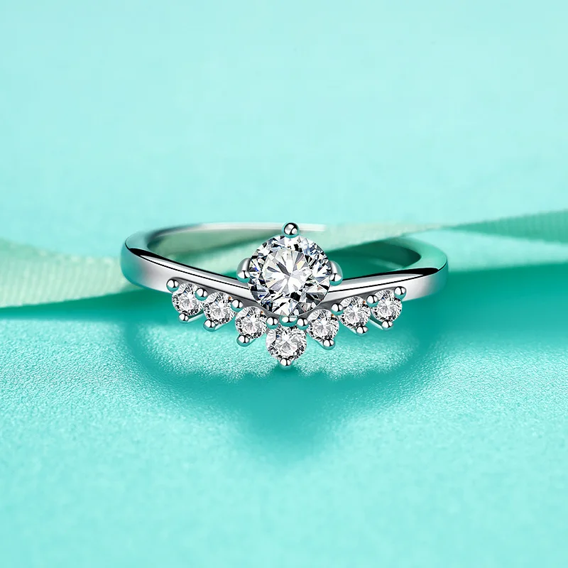 Sentimental Ring Women's 0.5ct Moissanite PT950 Platinum - Crown princess romance, 0.5ct treasure, anniversary keepsake