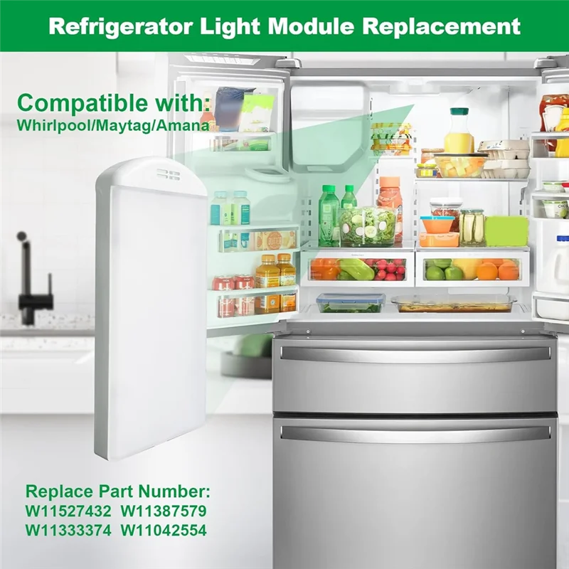 ABRE-W11527432 W11387579 Refrigerator LED Light Assy Module Replacement, Designed For Whirlpool Maytag Amana Refrigerator