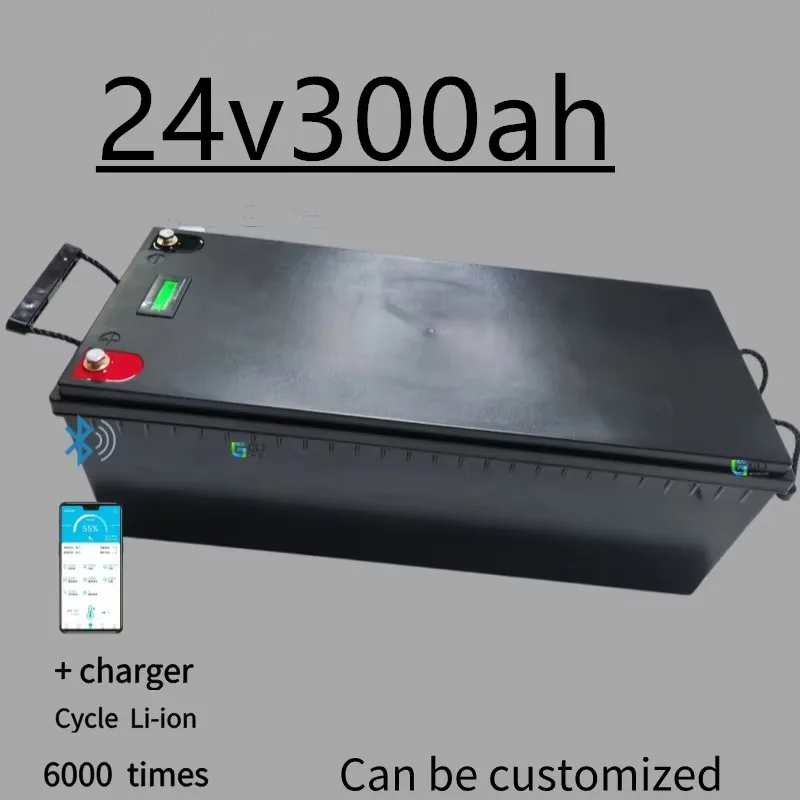 

Водонепроницаемая литиевая батарея lifepo4 24 В 300 Ач Bluetooth APP BMS для инверторных солнечных систем 2400 Вт, тележка для гольфа + зарядное устройство 20 А