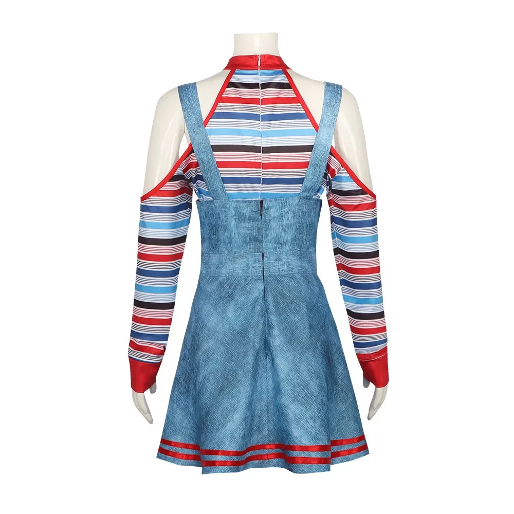 Halloween Ghost Doll Cosplay Chucky Costumes for Women Outfit Girls Fancy Dress Carnival Horror Scary Ghost Baby Clown Costume