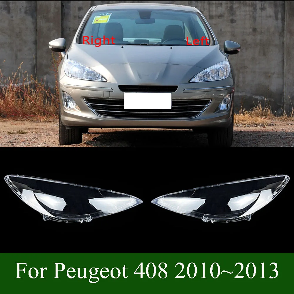 

Для Peugeot 408 2010 ~ 2013 автомобильные колпачки для фар автомобиля, стеклянный корпус объектива, чехол для головы, абажур