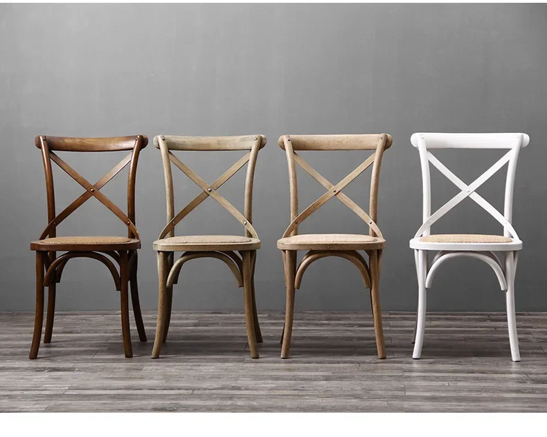 Solid wood dining chairs, family backrests, retro and simple rattan weaving, hotels, hotels, homestays, weddings, Nordi