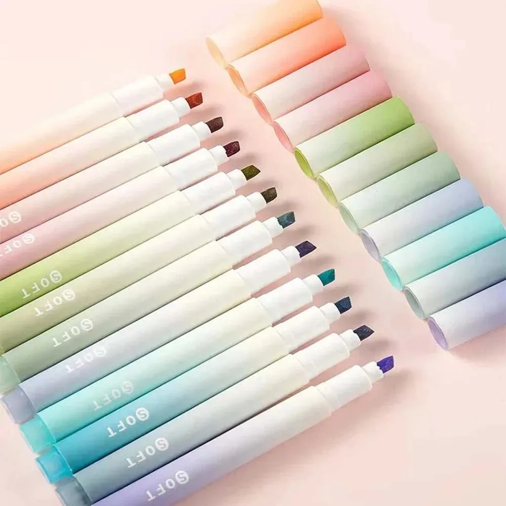

12 Color-changing Highlighters, Soft Color Eye Protection, Smooth Writing Suitable for Highlighting, Hand Accounts, Graffiti