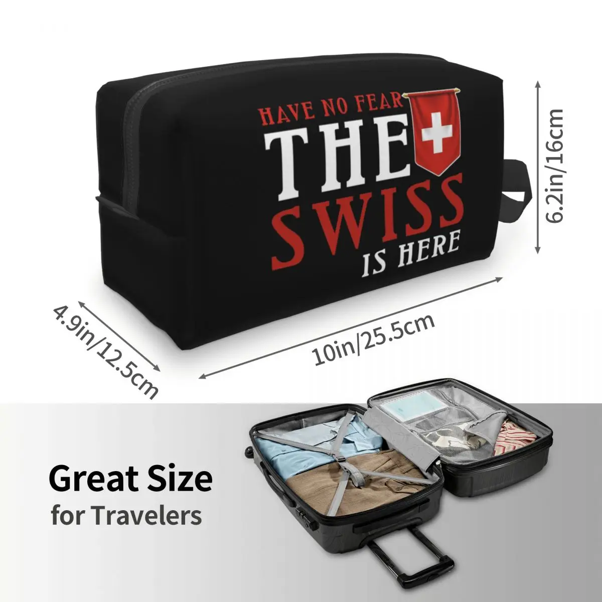 حقيبة مكياج بعلم سويسرا سويسرية، منظم مستحضرات التجميل، مجموعة أدوات التخزين، حقيبة مستحضرات التجميل للنساء، مقلمة للسفر