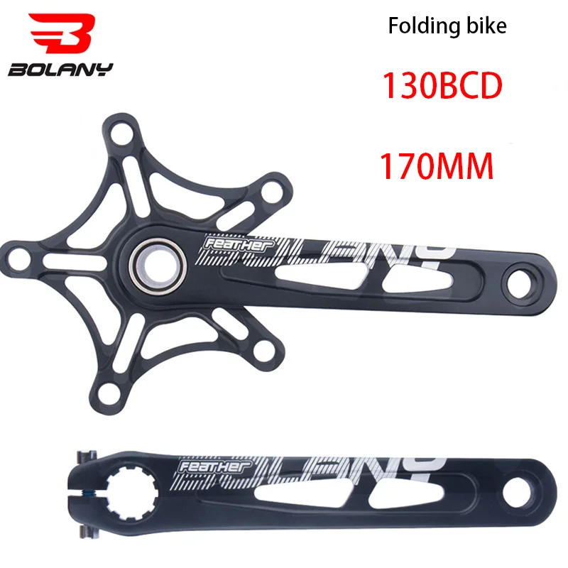 BOLANY-manivela de bicicleta plegable, 170mm, 130BCD, 5 pernos, soporte inferior de aleación de aluminio, rodamiento de cerámica CNC, juego de bielas anodizadas para bicicleta