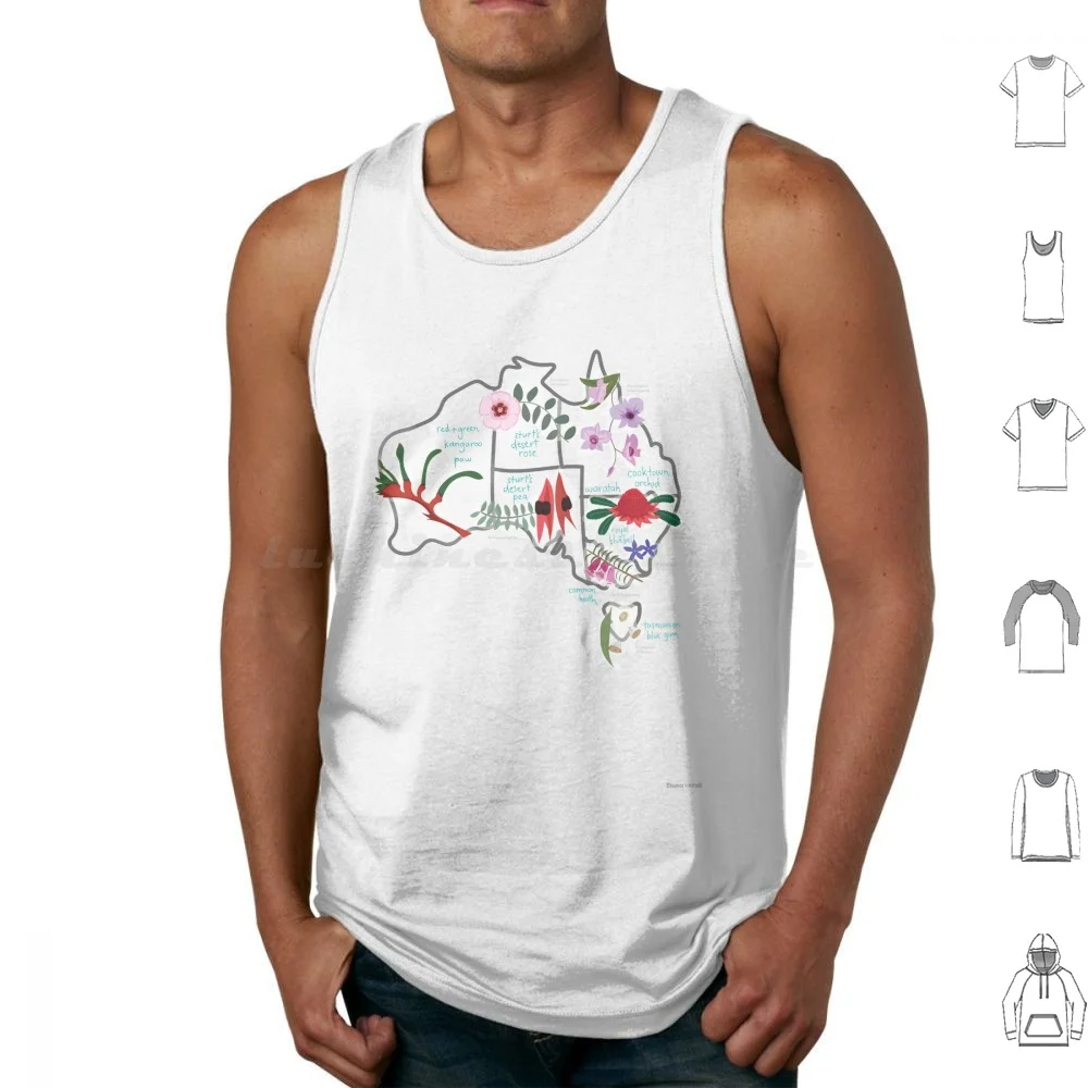 Australia State Flowers Map Tank Tops Vest Sleeveless Map Atlas Australia Australian Flowers Floral Orchid Waratah Gum