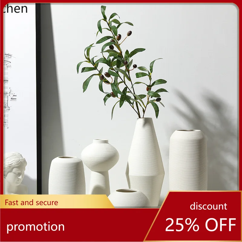 

YFY Ceramic Wabi-Sabi Zen Minimalist Brushed Vase Home Decor Homestay Vase Ornament