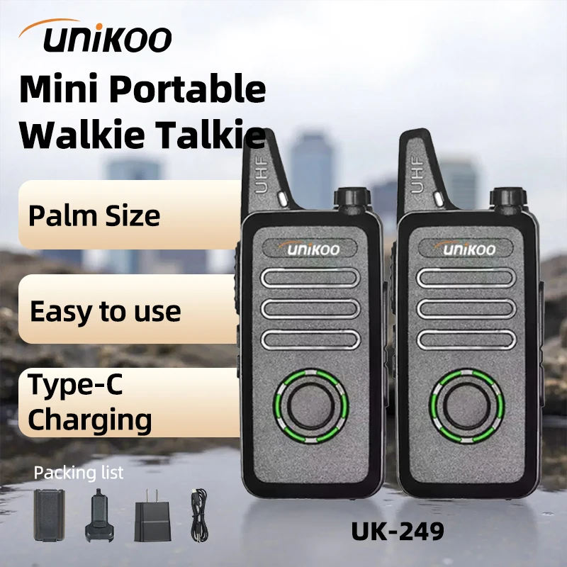 

Unikoo UK249 2 pcs Mini Walkie Talkie 16 Channels Professional License-free Portable Portable Communication Set Two Way Radios