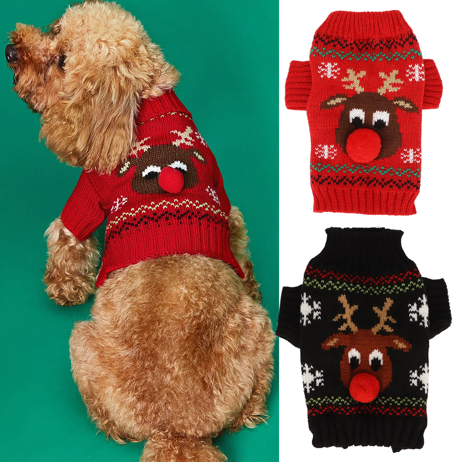 Симпатичная собака, удобный утолщенный новогодний Рождественский свитер для маленьких и средних собак