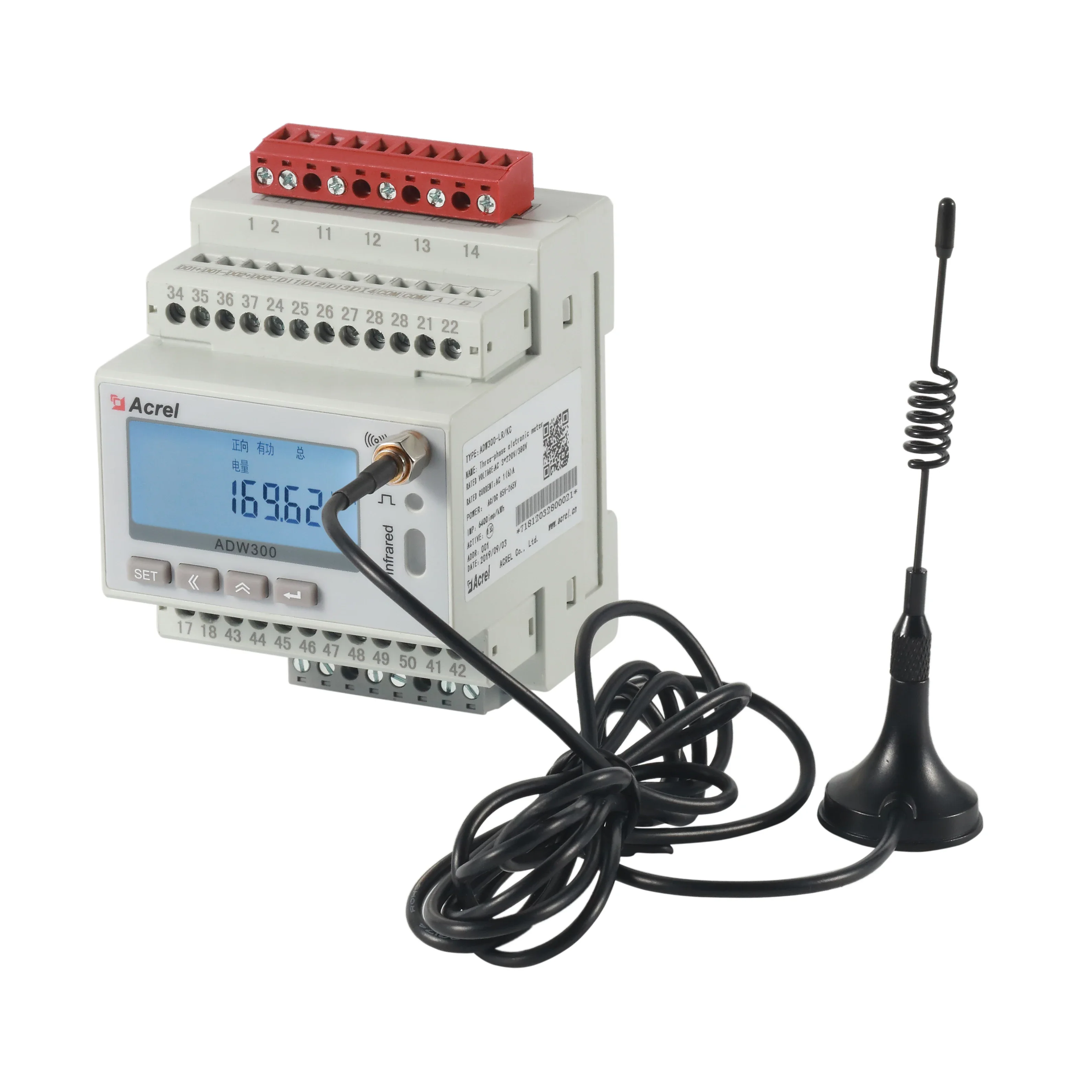 

ADW300W wireless metering instruments optional communication modules external CT LCD display 470MHz wireless transform