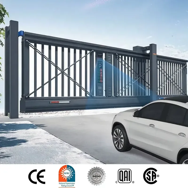 High Security Automatic Retractable Driveway Cast Slats Cantilaver Sliding Barrier Door Aluminium Gate