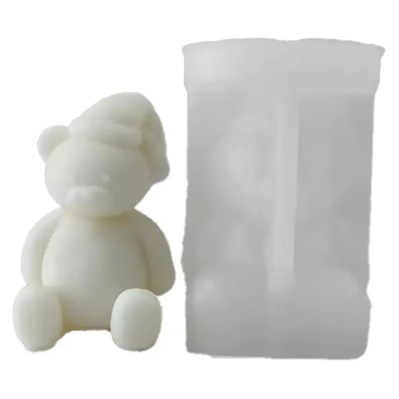 BAAG-2PCS Christmas Bear Candle Silicone Mold Diy Cartoon Bear Scented Candle Plaster Soap Resin Cement Mold Making Tools