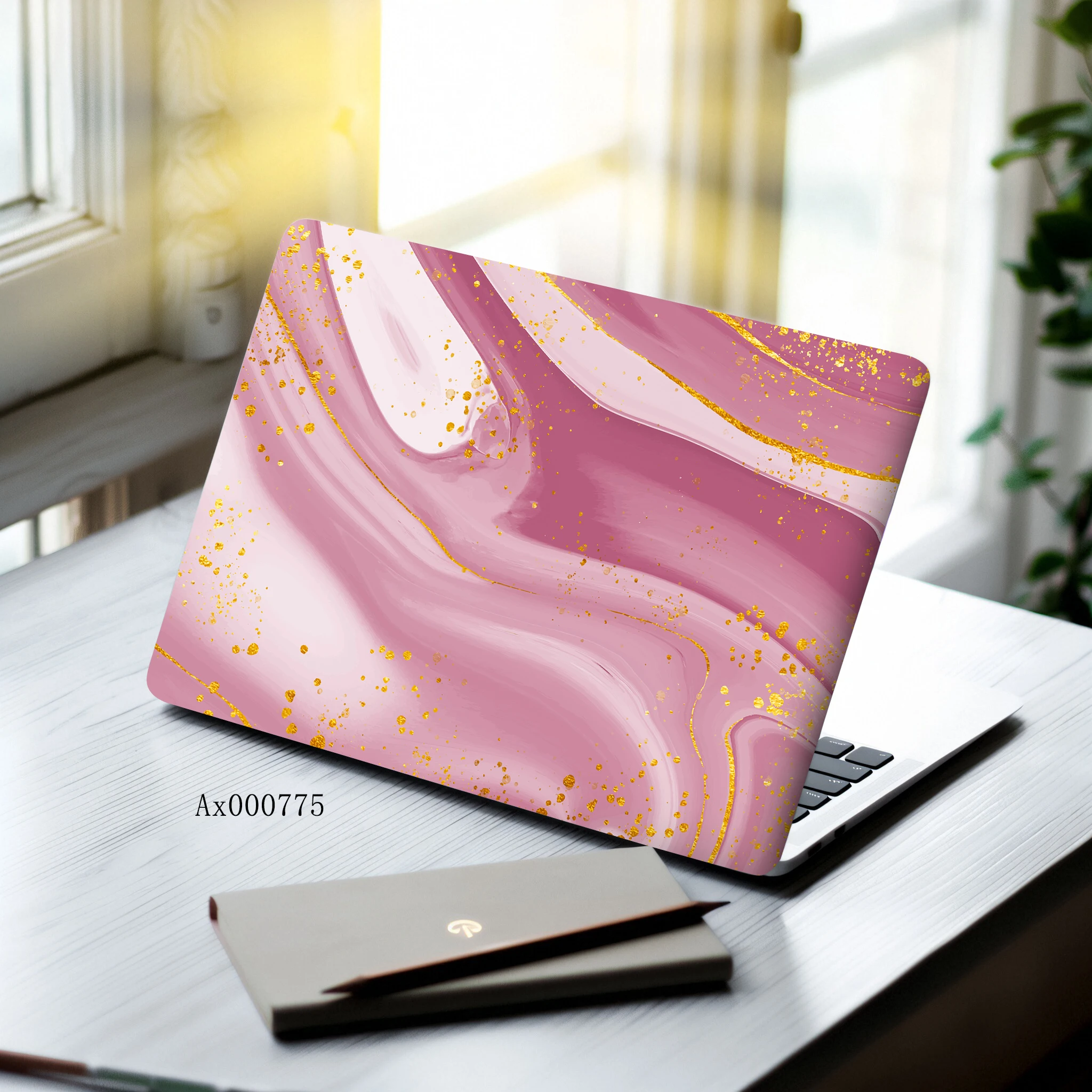 2pcs Gradient Fluid Marble Laptop Sticker for Personalized Laptop Makeover MacBook Notebook PC Keyboard Waterproof Skin Decor