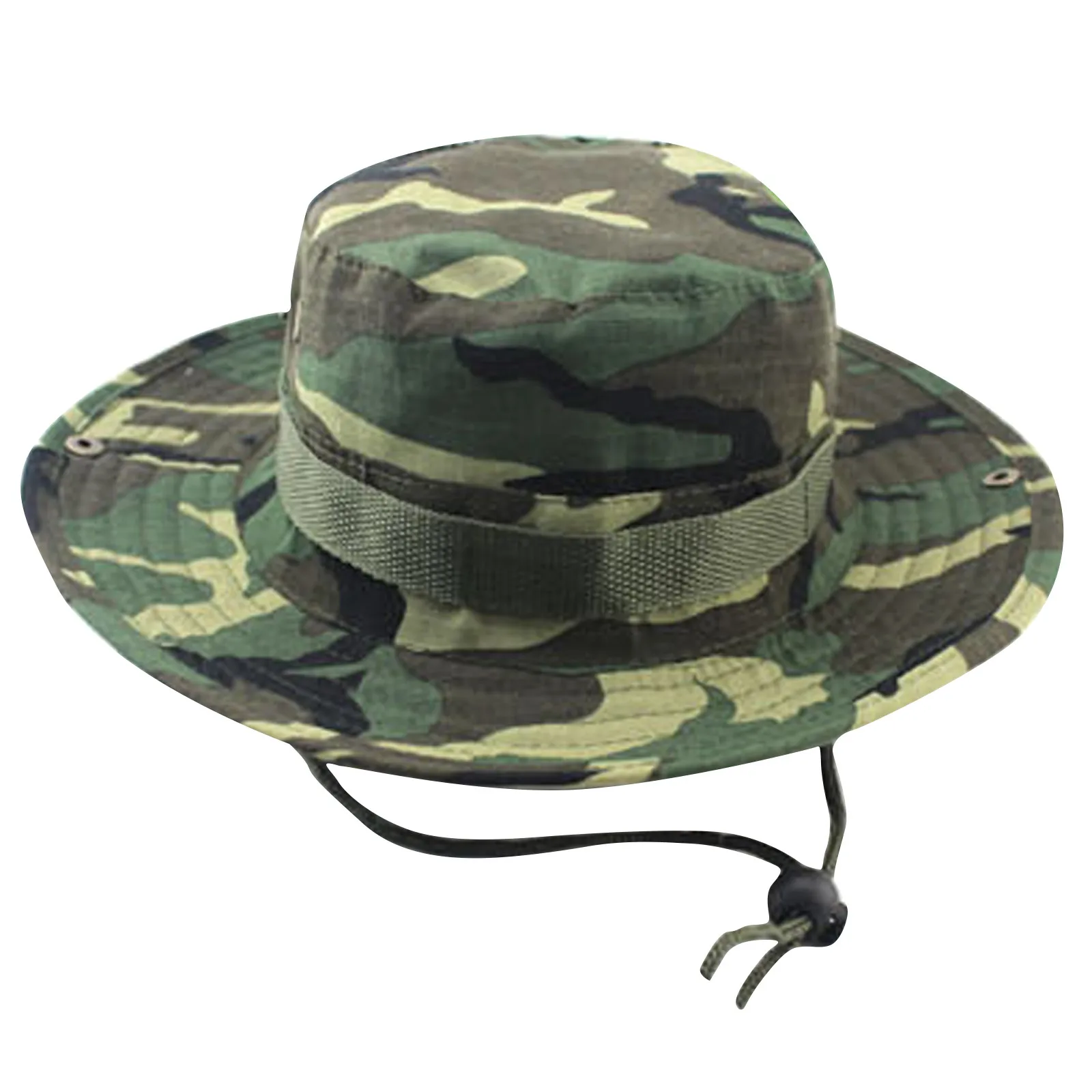 Men’s And Women’s Fashionable Casual Outside Camping Climbing Beach Travel Sunscreen Camouflage Bucket Hat With A Drawstring