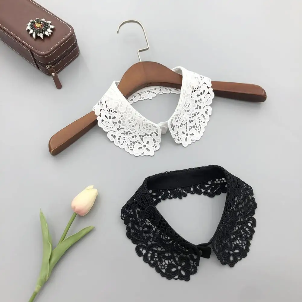 Fake Collar Embroidered Lace Flower Collar Detachable Women's Solid Color Hollow Design False Collars for Tops Sweatshirts