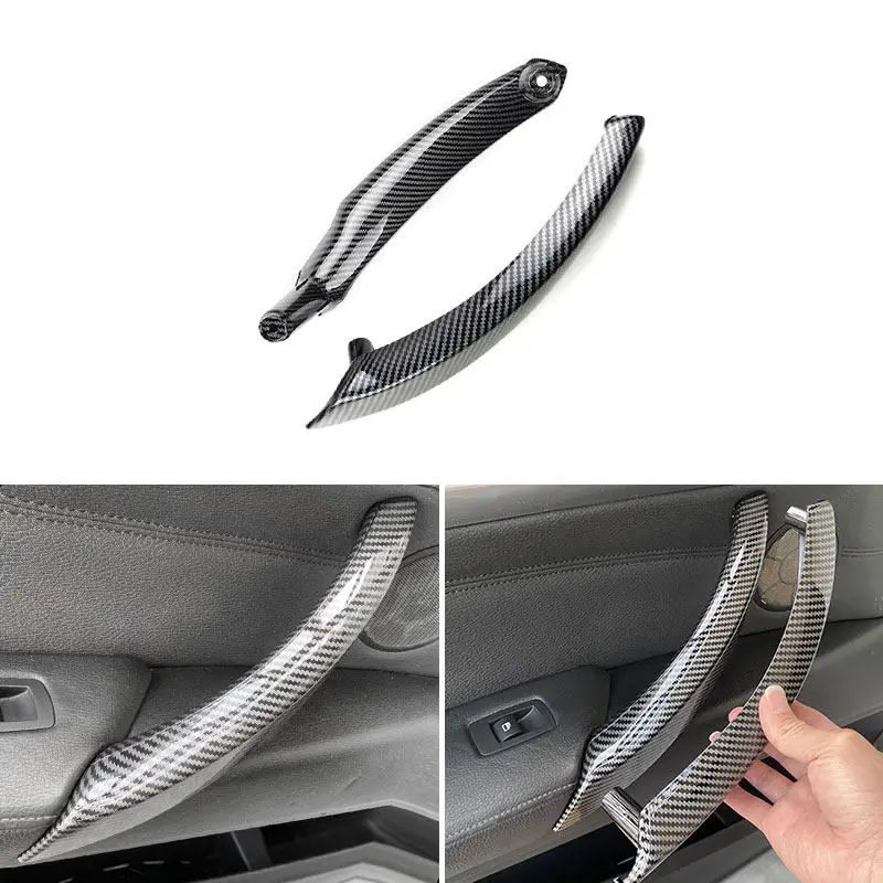 2pcs Carbon Texture For BMW X5 X6 E70 E71 E72 2008-2013 Car Styling Carbon Texture Insert Doors Guard Door Handle Pull Cover