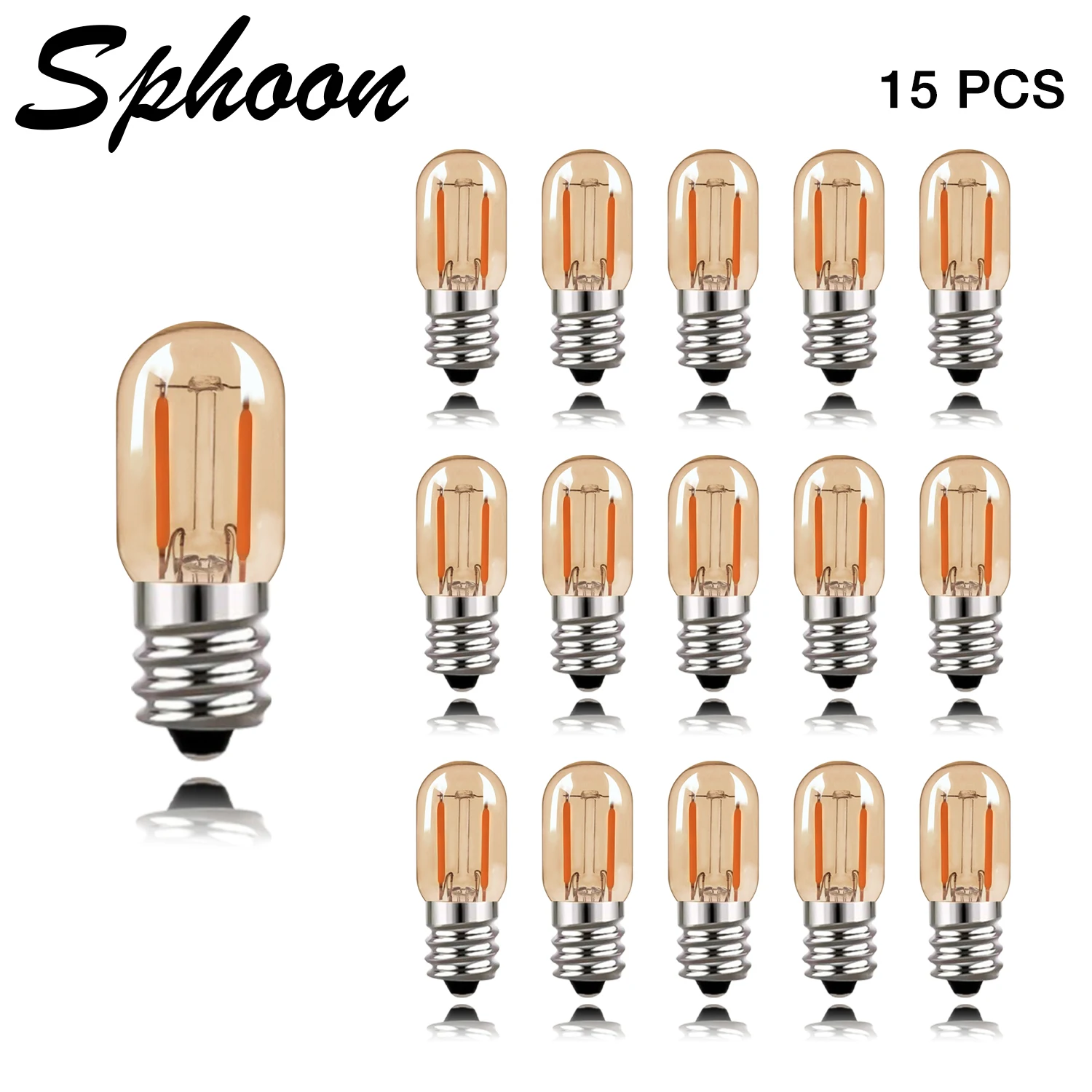 Sphoon 1W Led Tubular Light Bulbs E12 E14 Screw Base Gold Tint Glass Warm White 2200K  Dimmable Antiqued Mini Decor Edison Bulb