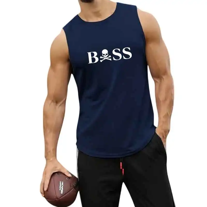 Fitness loose men tank top  sleeveless t-shirt fitness clothes basketball training vest men sport undershirt