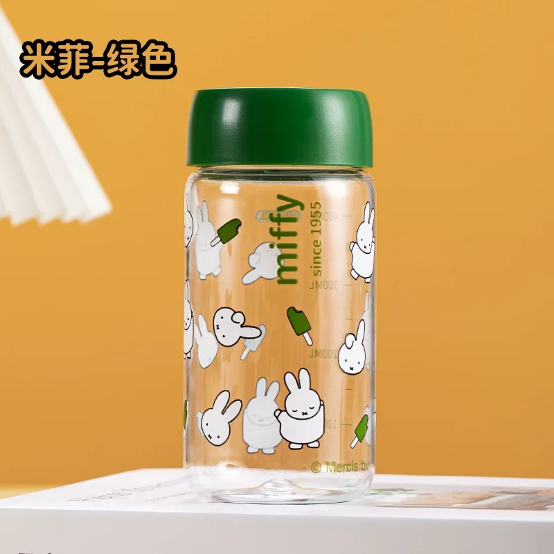 Miffy Kawaii Water Bottle 420ml Portable Transparent Drink Cup Cute Mini Travel Mug Reusable Thermos Cup Gift Kids Girl School