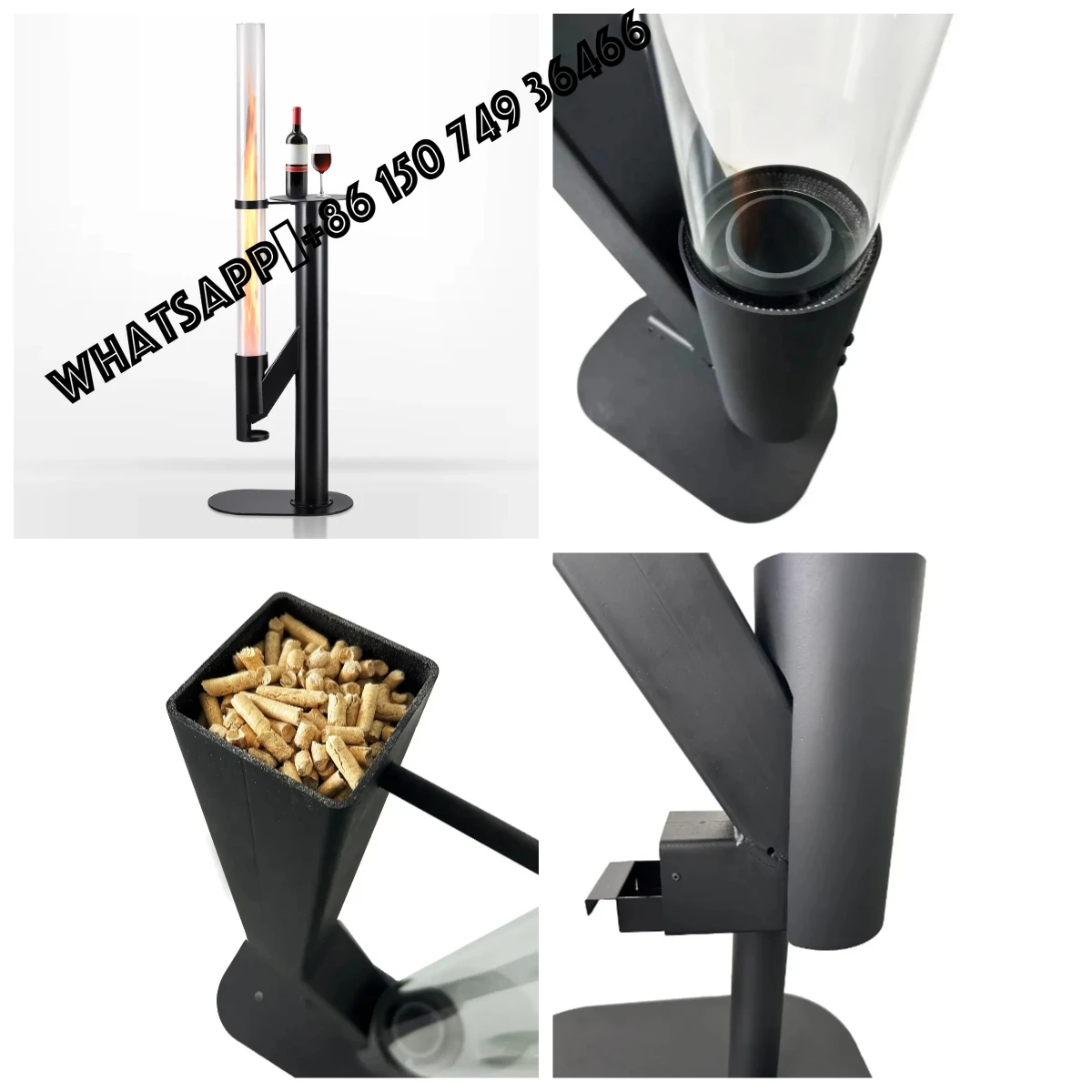 Hot NB Outdoor Wood Pellet Burning Patio Heater Cold-Rolled Steel Rocket Fireplace Stove Indoor/Outdoor Use for Backyard Stove