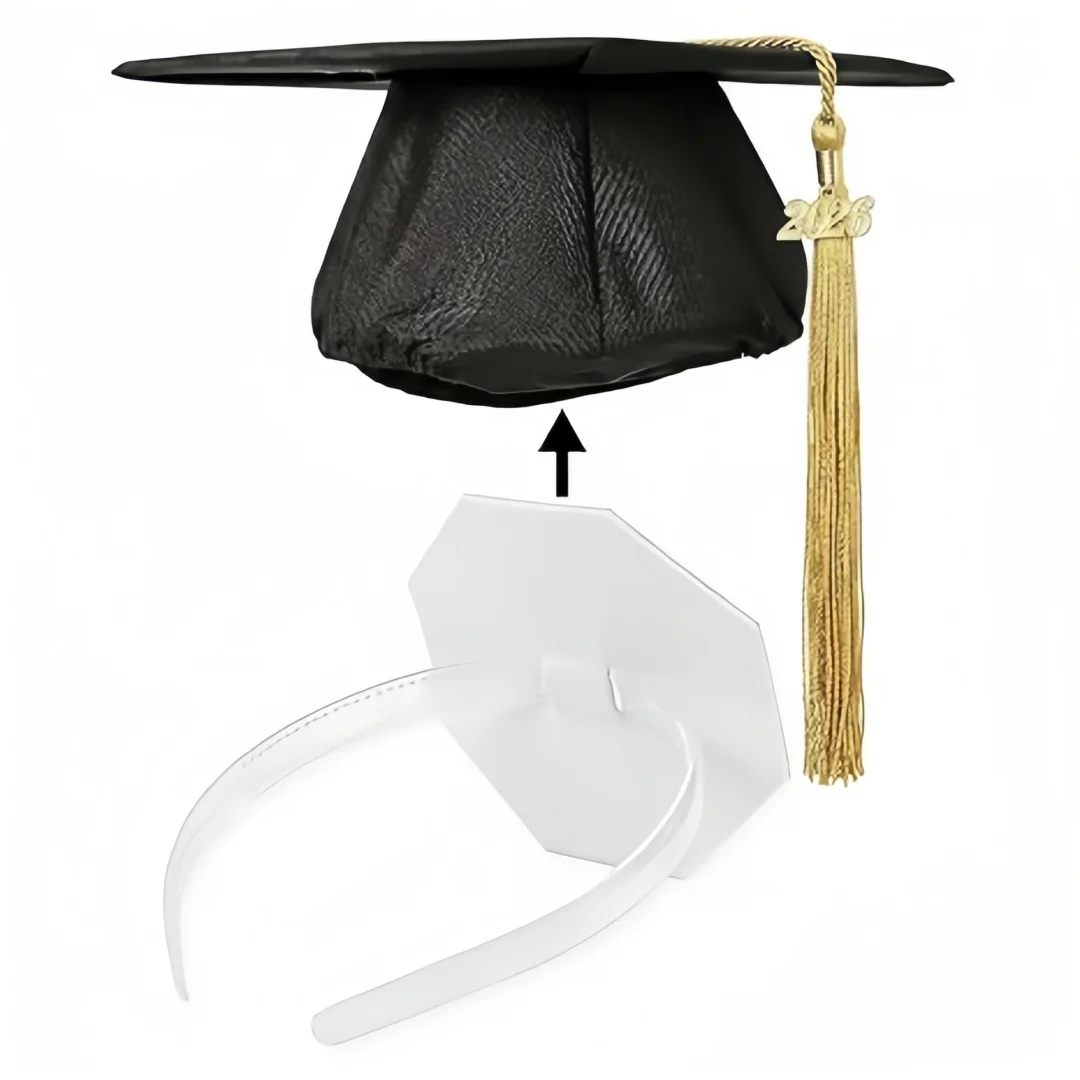 2026 Graduation Cap Headband Insert, Holder Clip Secures Grad Cap for Students, Grad Hat Hair Bands Holder Insert Companion, Hat Accessories for Graduates Anti-Fall Headbands (Clear 1pcs)