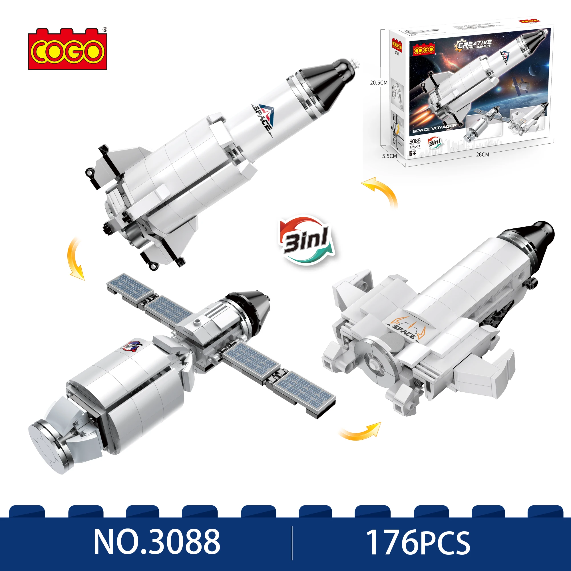 

Набор строительных моделей COGO Space шаттл 3 в 1-Детальный дисплей для украшения дома или офиса, идея подарка для взрослых