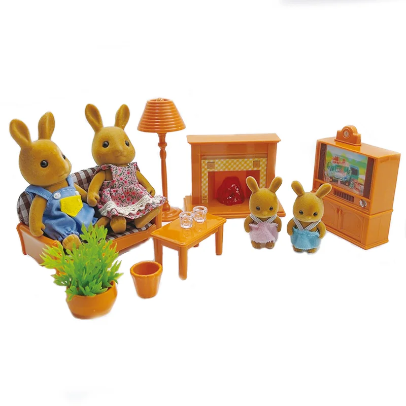 1:12 인형의 집 미니어처 가구 DIY 장난감 세트 숲속 가족 소년 소녀 역할 놀이 가구 장난감 크리스마스 생일 선물