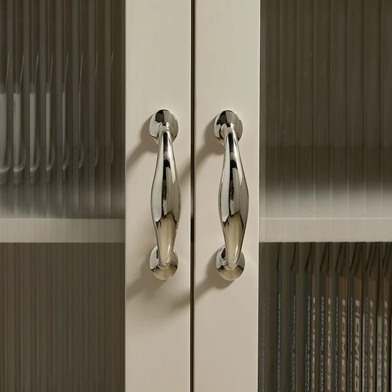 Titanium silver brass handle curved rounded drawer shoe cabinet wardrobe door minimalist cabinet kitchen curved rounded handle
