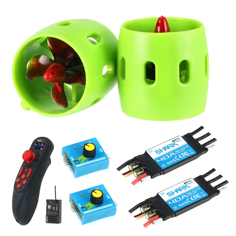 Underwater 2KG 4-Blade CW/CCW Thruster Engine Brushless 40A ESC Tester Combo/Radio System Transmitter DS650 For RC Boat Jet Boat